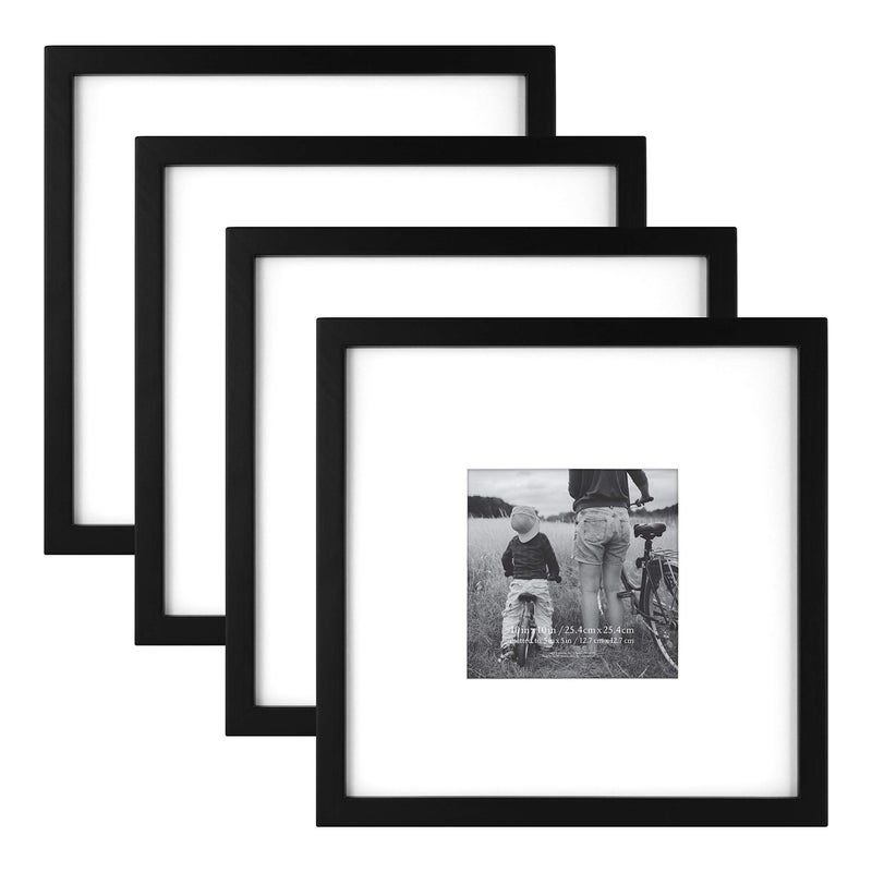 MCS East Village 10x10 Matted Square Picture Frame with 5x5 Photo Display, Black Wall Hanging Frame for Photos & Artwork (4-Pack) - Image 1